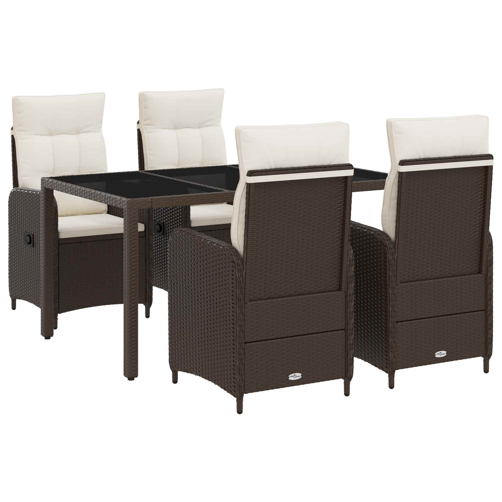 Outdoortisch-Set 5 pcs Braun und Creme Weiß 150 x 90 x 75 cm