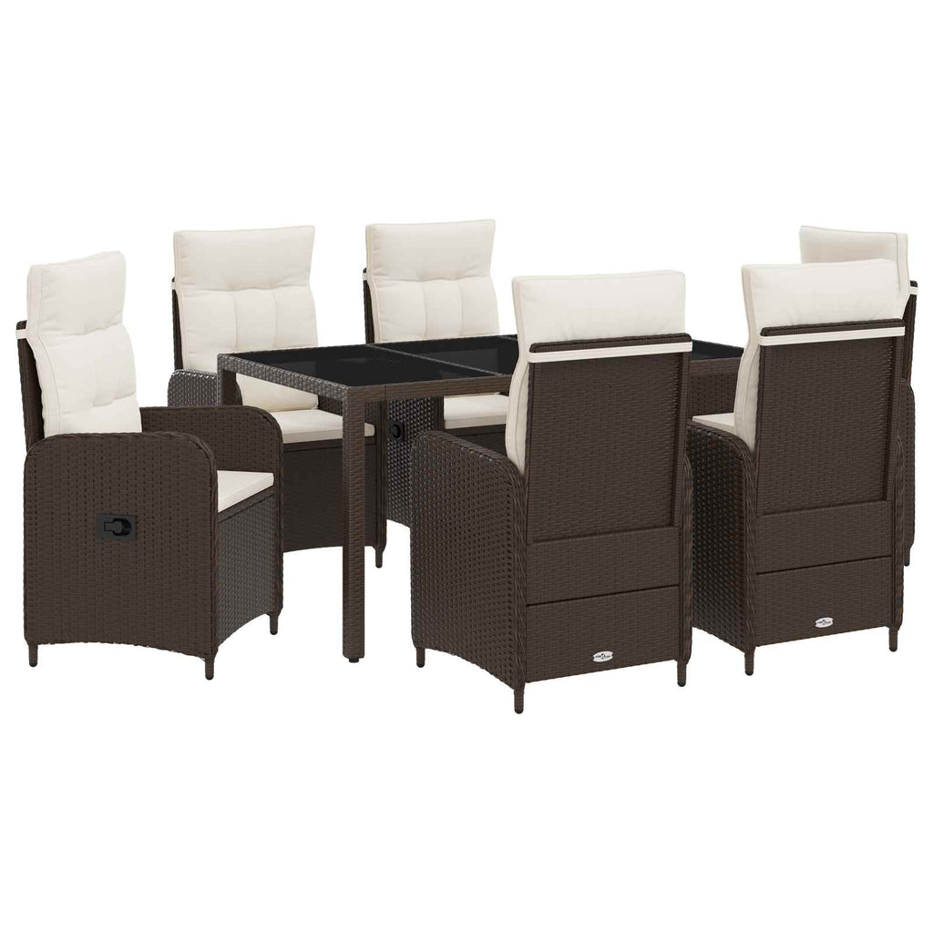 Outdoortisch-Set 7 pcs Braun und Creme Weiß 150 x 90 x 75 cm
