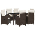 Outdoortisch-Set 7 pcs Braun und Creme Weiß 150 x 90 x 75 cm