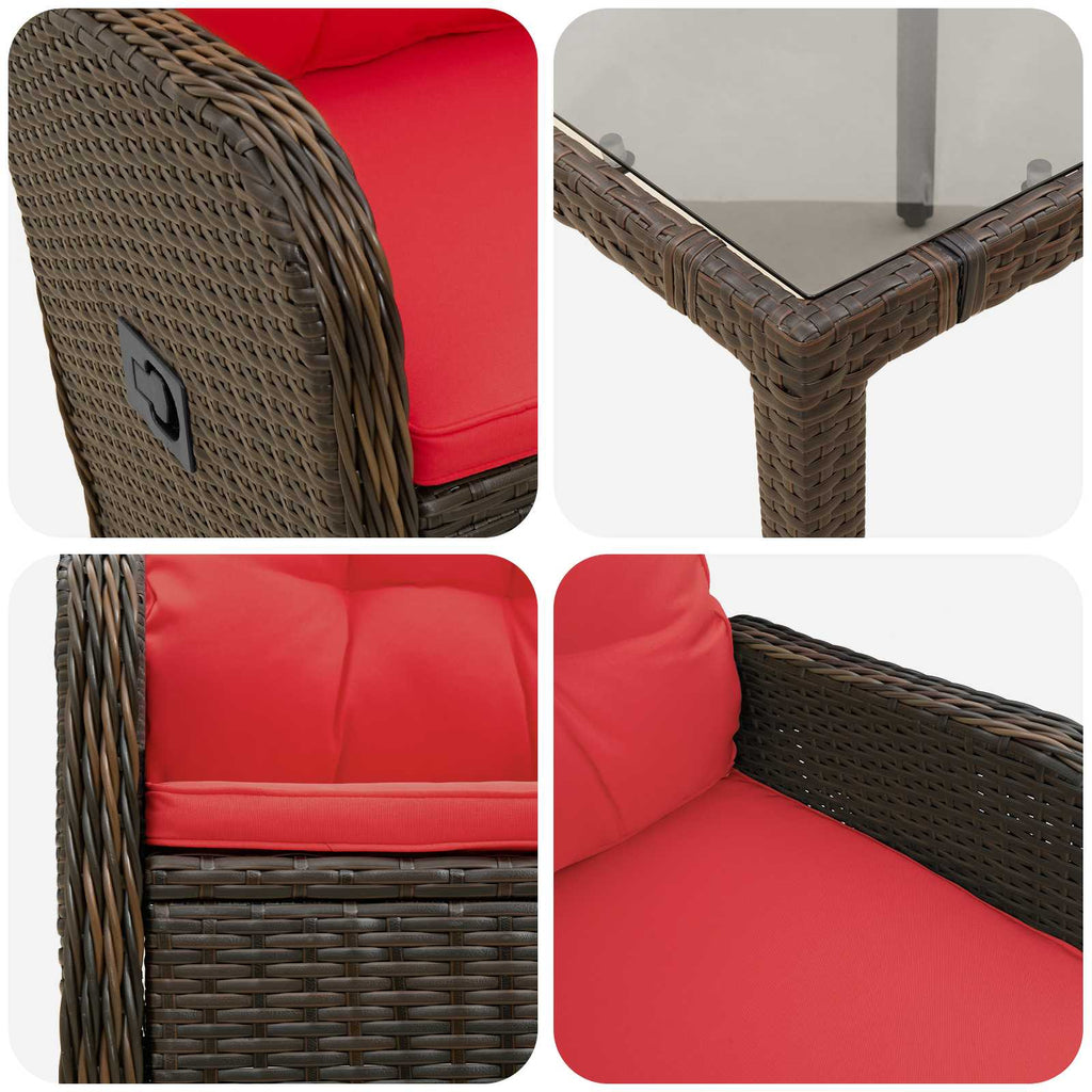 Outdoortisch-Set 7 pcs Poly-Rattan