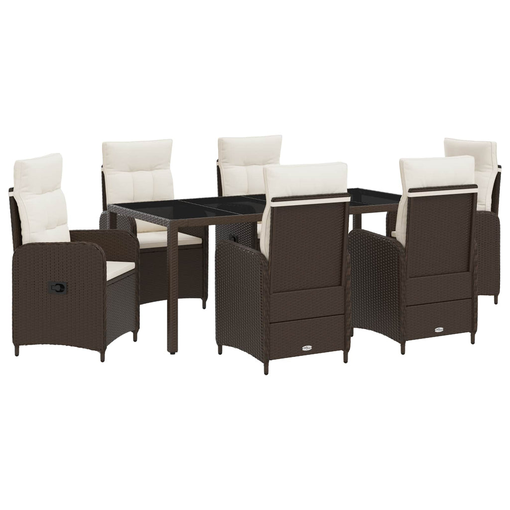 Outdoortisch-Set 7 pcs Braun und Creme Weiß 190 x 90 x 75 cm