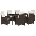 Outdoortisch-Set 7 pcs Braun und Creme Weiß 190 x 90 x 75 cm