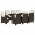 Outdoortisch-Set 9 pcs Braun und Creme Weiß 190 x 90 x 75 cm