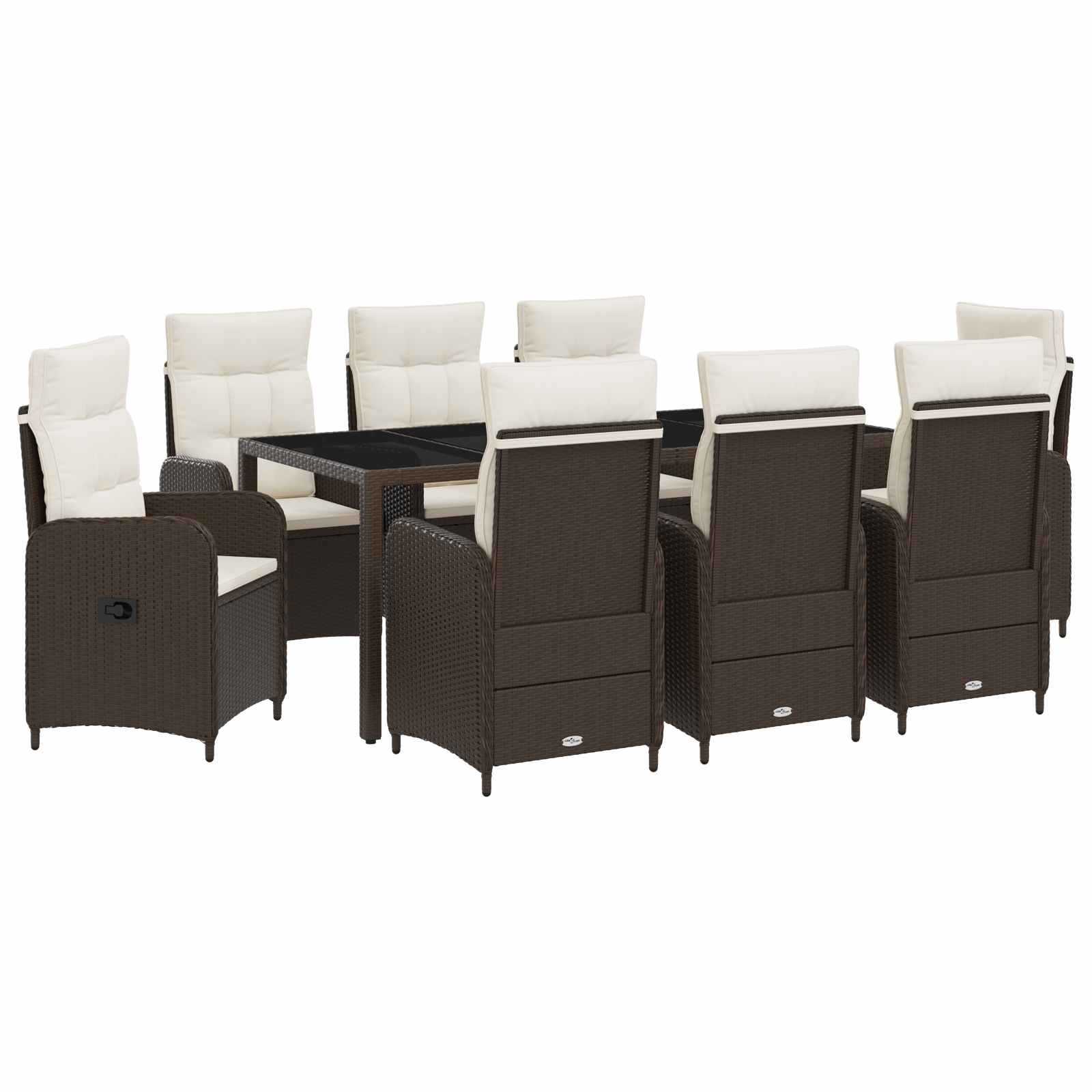 Outdoortisch-Set 9 pcs Braun und Creme Weiß 190 x 90 x 75 cm