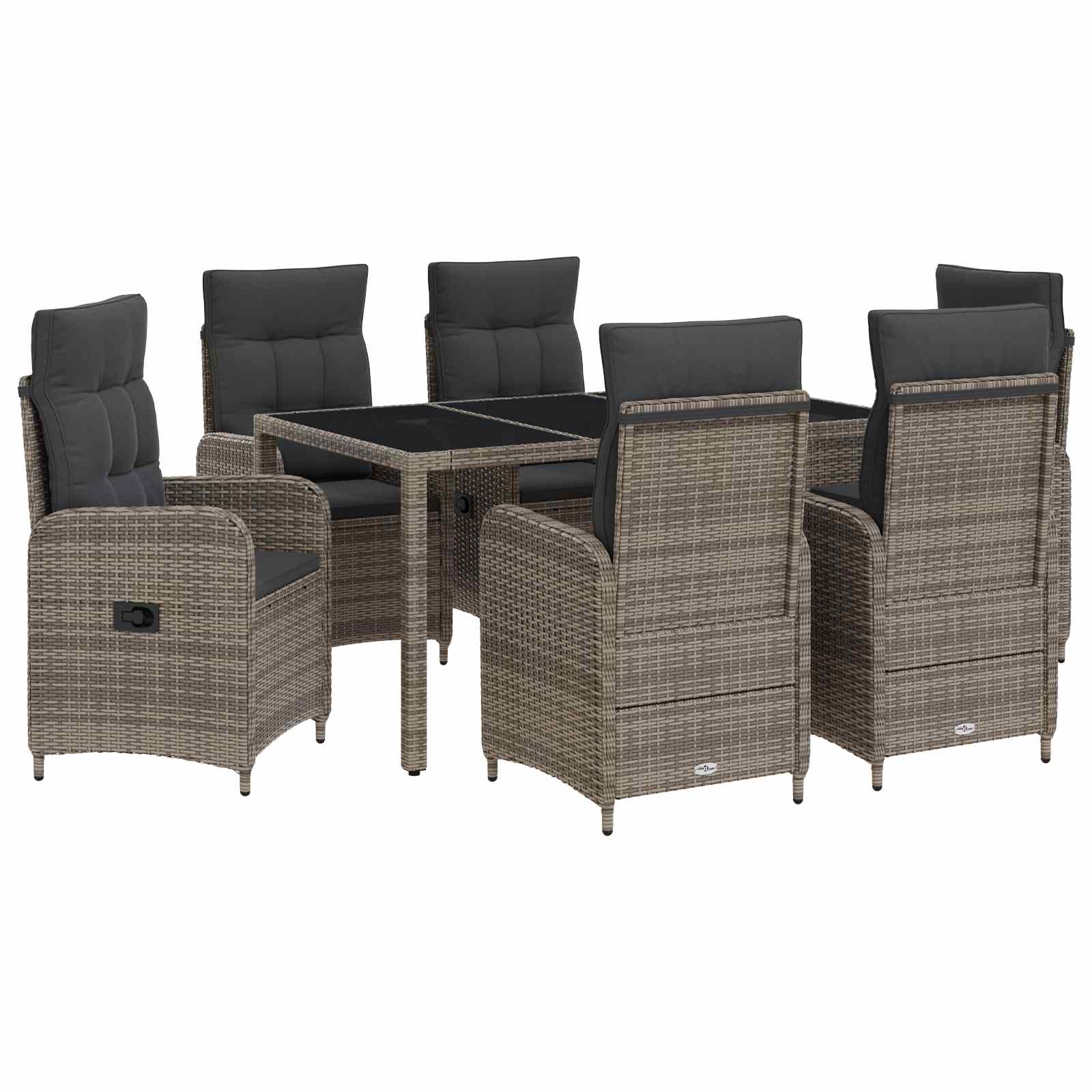 Outdoortisch-Set 7 pcs Hellgrau und Dunkelgrau 150 x 90 x 75 cm