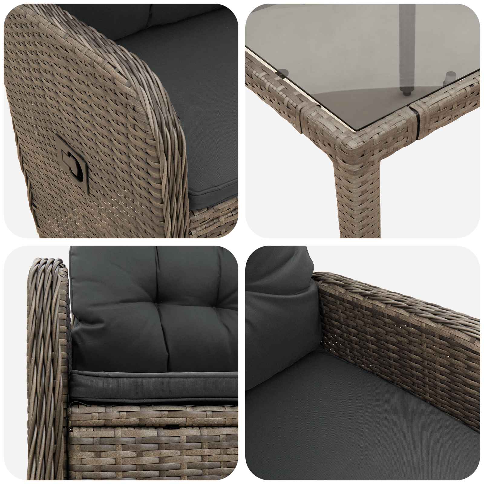 Outdoortisch-Set 7 pcs Hellgrau und Dunkelgrau 190 x 90 x 75 cm