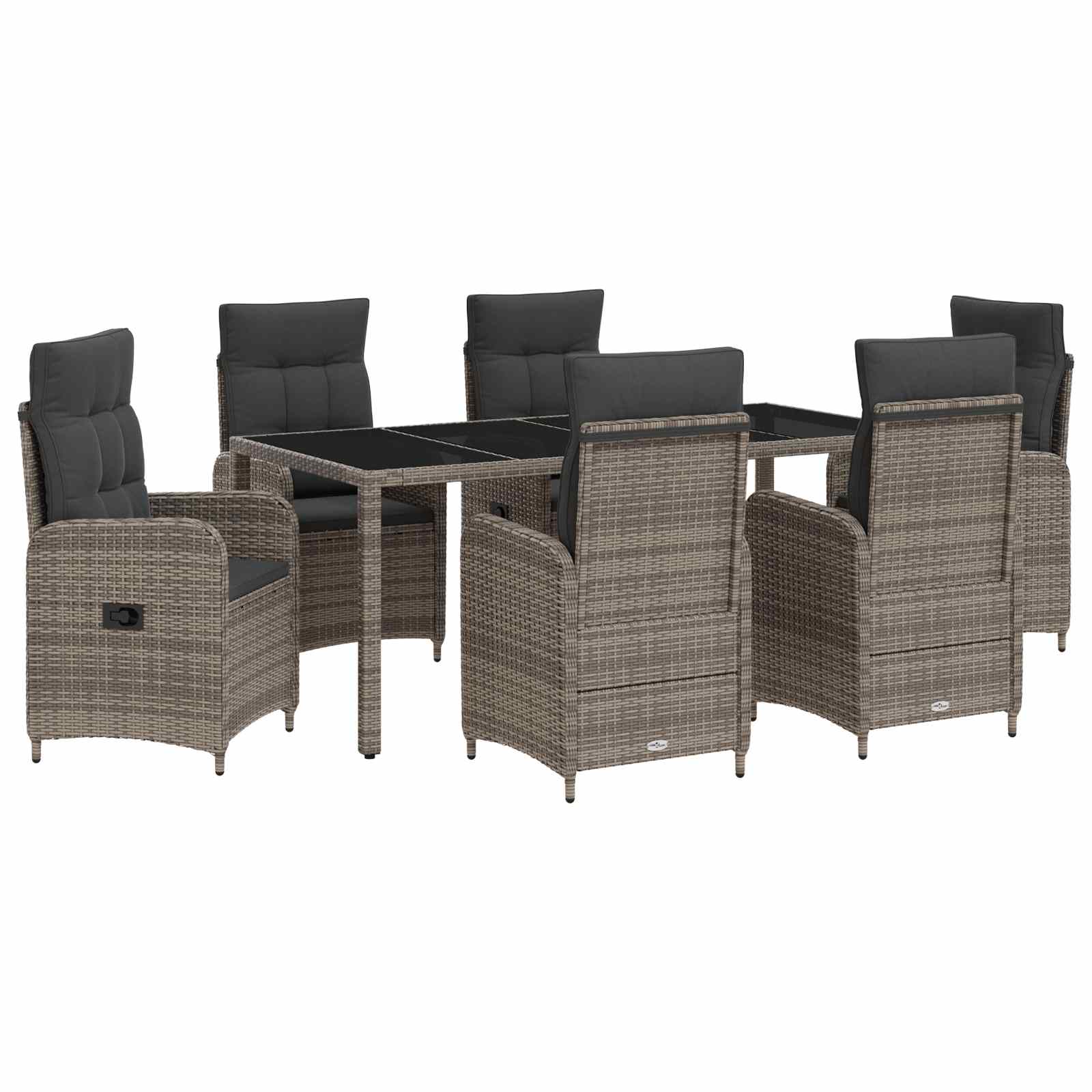 Outdoortisch-Set 7 pcs Hellgrau und Dunkelgrau 190 x 90 x 75 cm