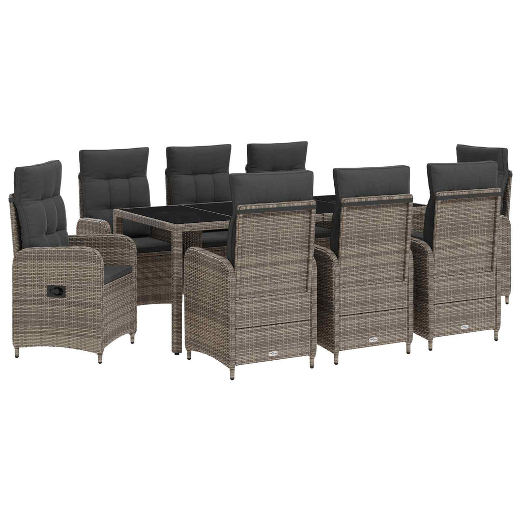 Outdoortisch-Set 9 pcs Hellgrau und Dunkelgrau 190 x 90 x 75 cm