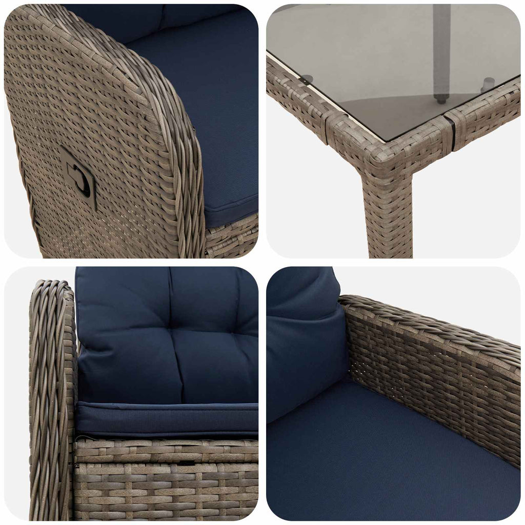 Outdoortisch-Set 7 pcs Poly-Rattan
