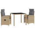 Outdoortisch-Set 3 pcs Beige und Hellgrau 90 x 90 x 75 cm