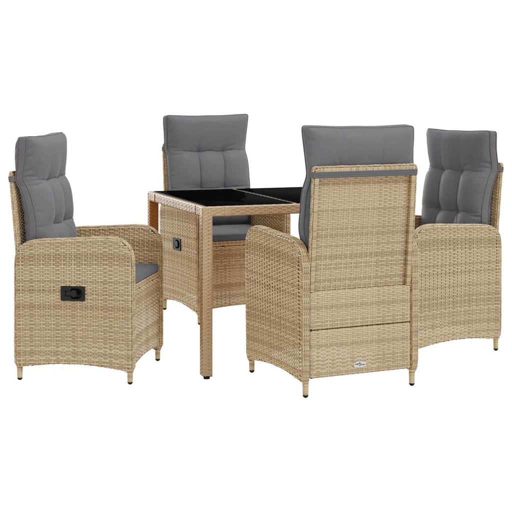 Outdoortisch-Set 5 pcs Beige und Hellgrau 90 x 90 x 75 cm