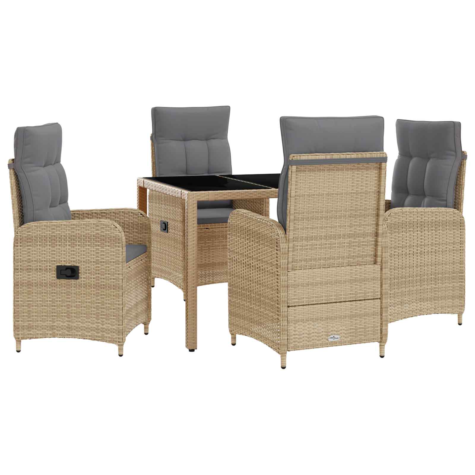 Outdoortisch-Set 5 pcs Beige und Hellgrau 90 x 90 x 75 cm