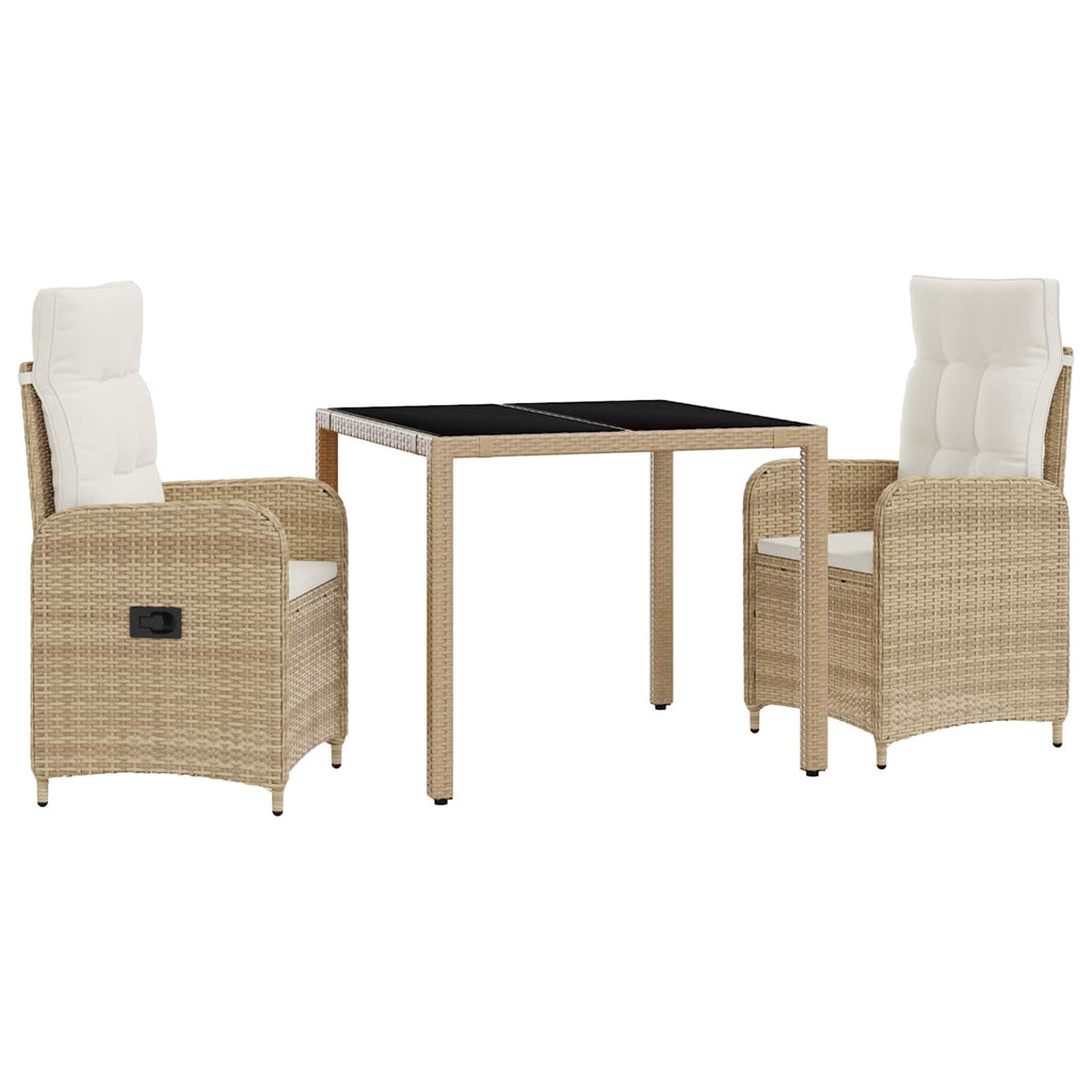 Outdoortisch-Set 3 pcs Beige und Cremeweiß 90 x 90 x 75 cm