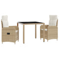 Outdoortisch-Set 3 pcs Beige und Cremeweiß 90 x 90 x 75 cm