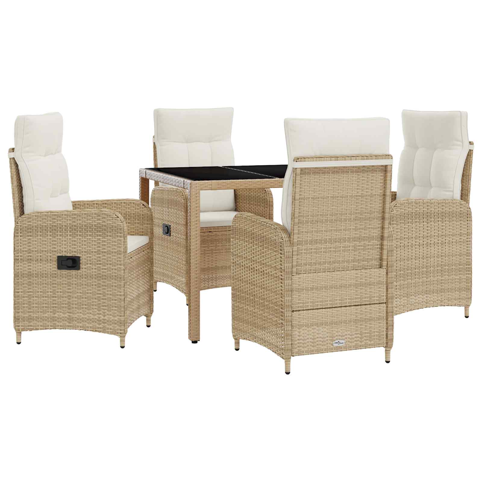 Outdoortisch-Set 5 pcs Beige und Cremeweiß 90 x 90 x 75 cm