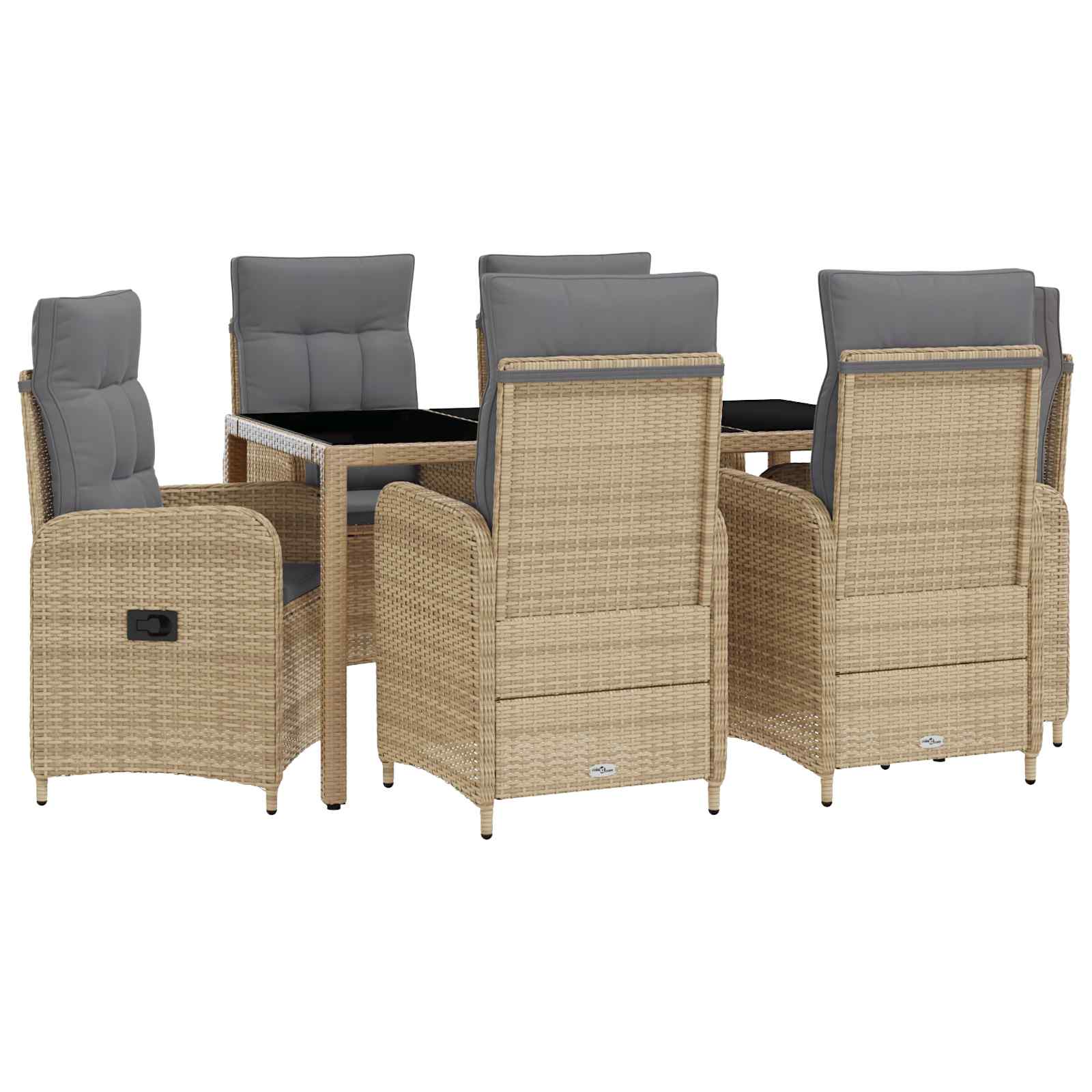 Outdoortisch-Set 7 pcs Beige und Hellgrau 150 x 90 x 75 cm