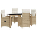 Outdoortisch-Set 5 pcs Beige und Cremeweiß 150 x 90 x 75 cm