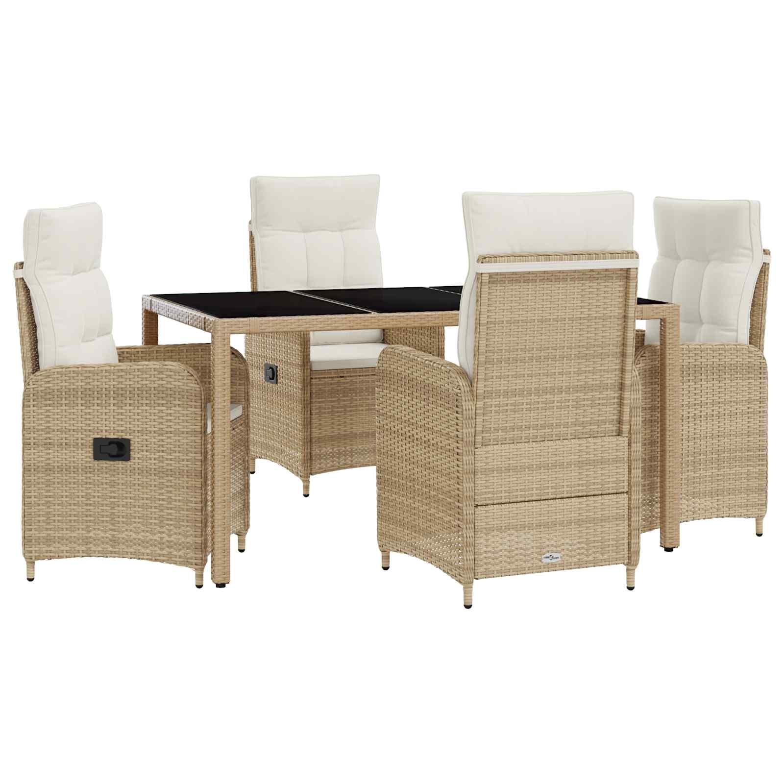 Outdoortisch-Set 5 pcs Beige und Cremeweiß 150 x 90 x 75 cm