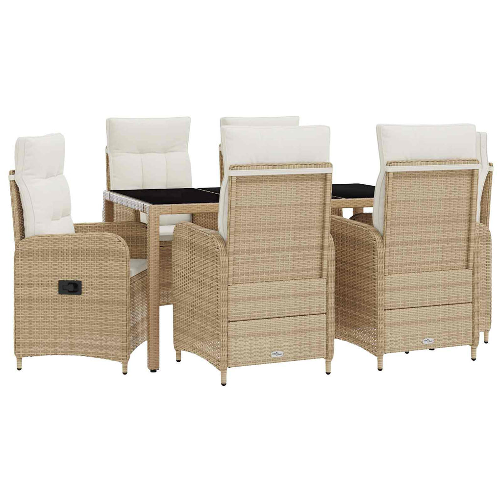 Outdoortisch-Set 7 pcs Beige und Cremeweiß 150 x 90 x 75 cm