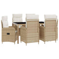 Outdoortisch-Set 7 pcs Beige und Cremeweiß 150 x 90 x 75 cm