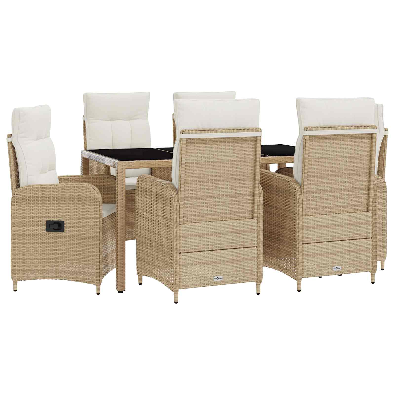 Outdoortisch-Set 7 pcs Beige und Cremeweiß 150 x 90 x 75 cm