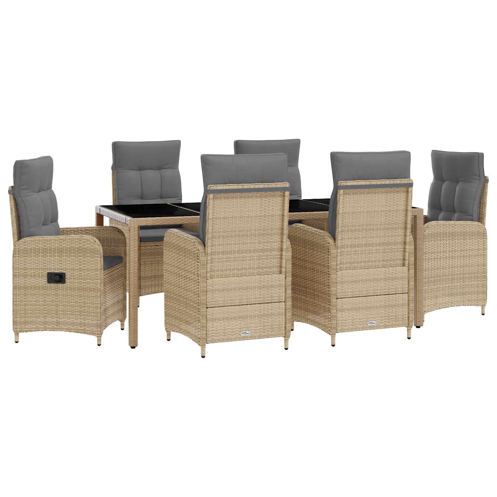Outdoortisch-Set 7 pcs Beige und Hellgrau 190 x 90 x 75 cm