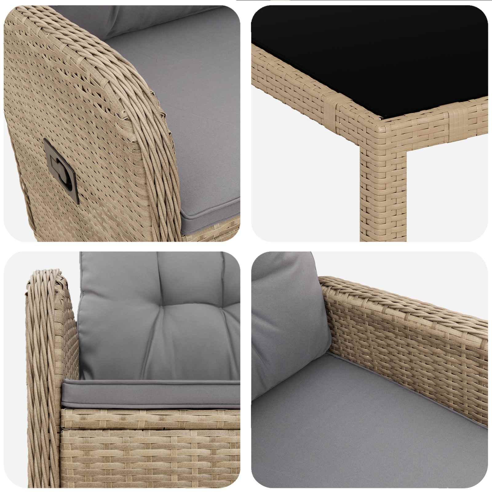 Outdoortisch-Set 9 pcs Beige und Hellgrau 190 x 90 x 75 cm