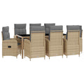 Outdoortisch-Set 9 pcs Beige und Hellgrau 190 x 90 x 75 cm