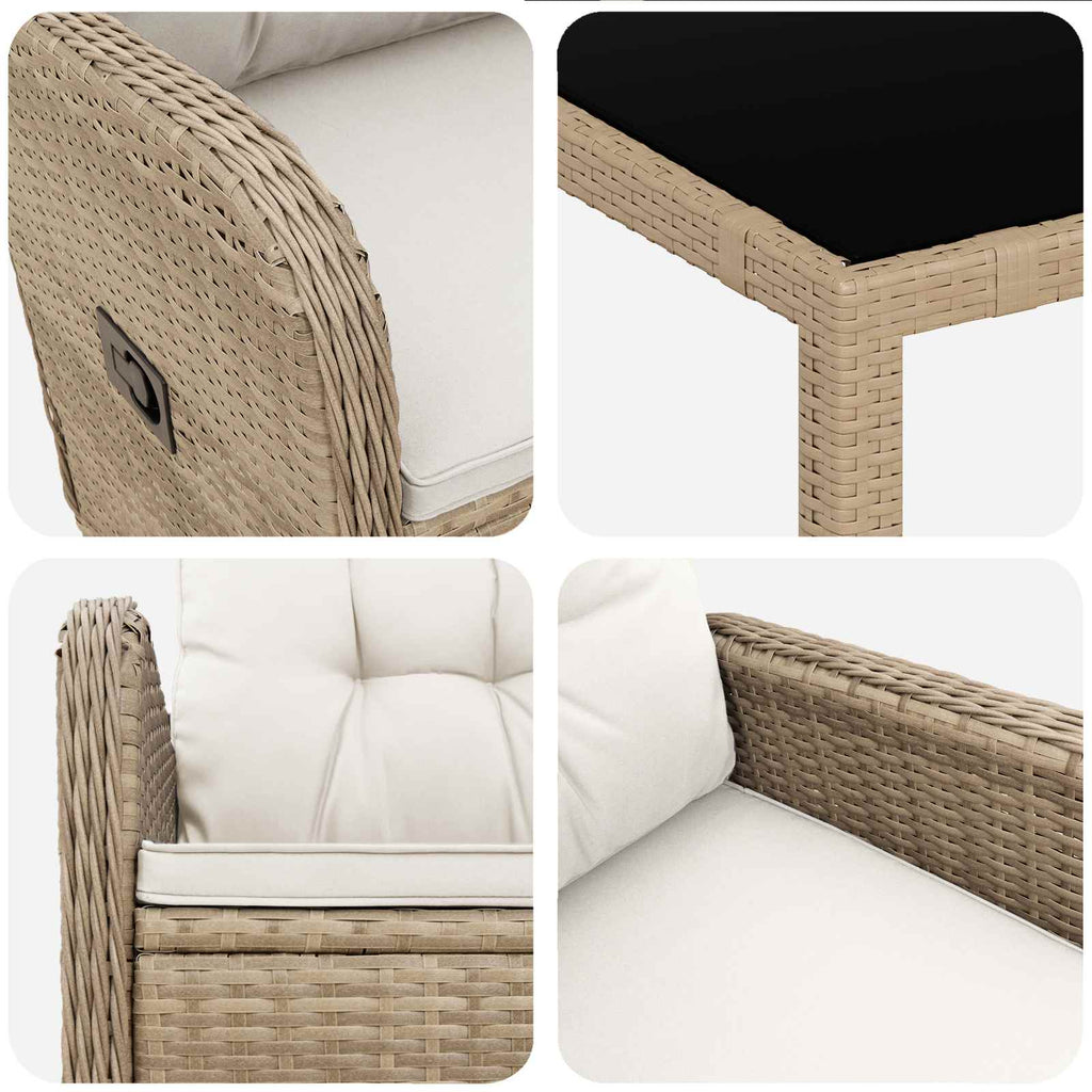 Outdoortisch-Set 7 pcs Beige und Cremeweiß 190 x 90 x 75 cm