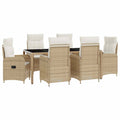Outdoortisch-Set 7 pcs Beige und Cremeweiß 190 x 90 x 75 cm