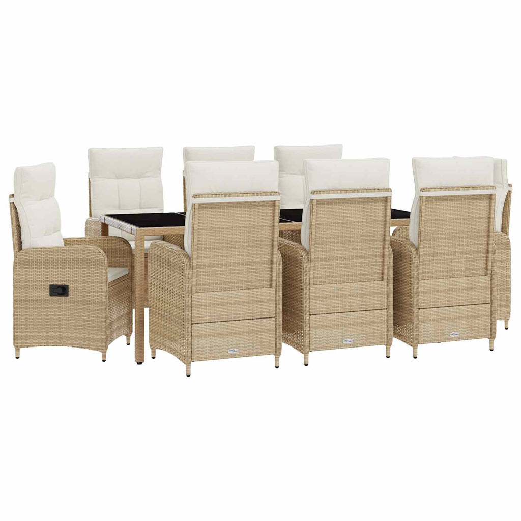 Outdoortisch-Set 9 pcs Beige und Cremeweiß 190 x 90 x 75 cm