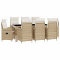 Outdoortisch-Set 9 pcs Beige und Cremeweiß 190 x 90 x 75 cm