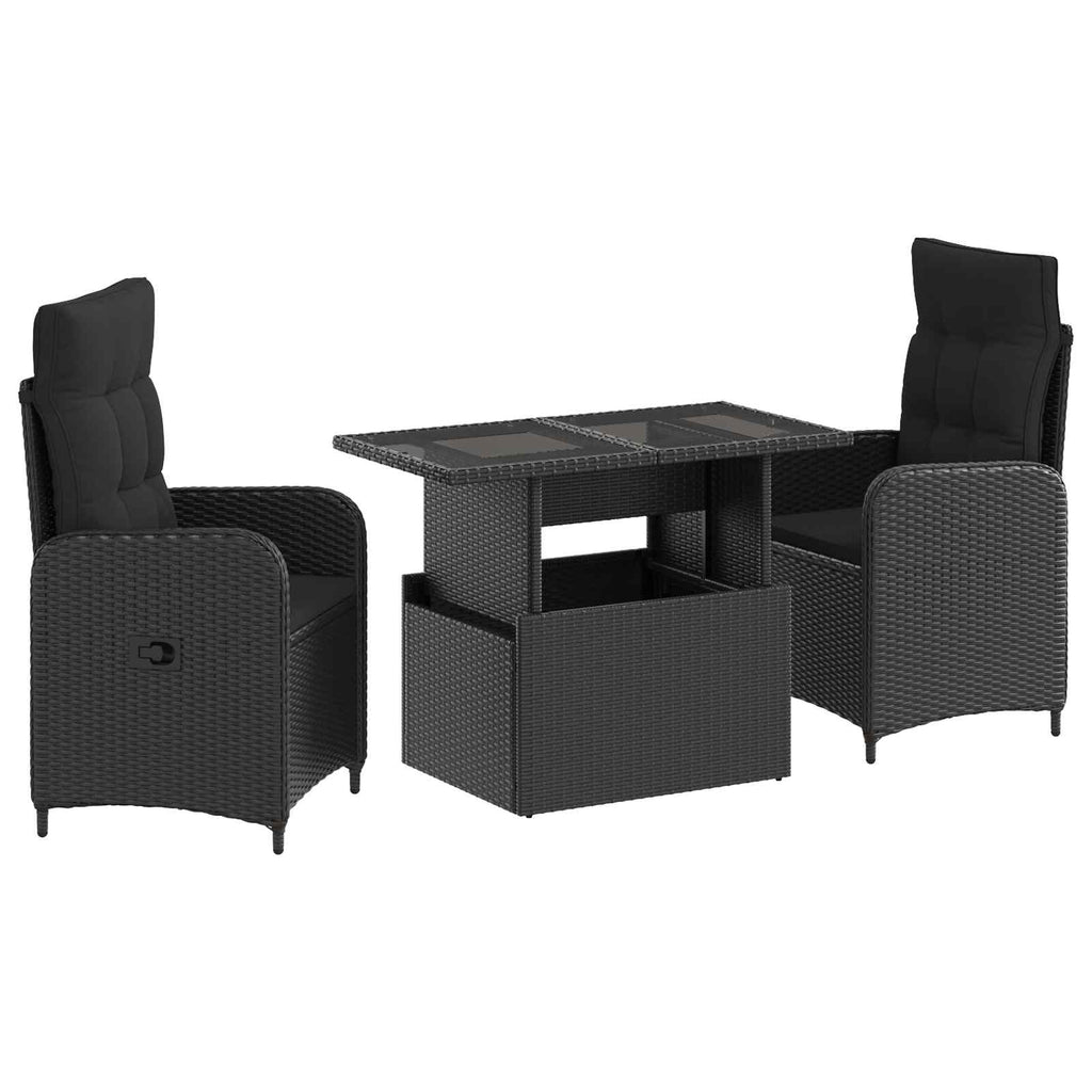 Outdoortisch-Set 3 pcs Schwarz Poly-Rattan
