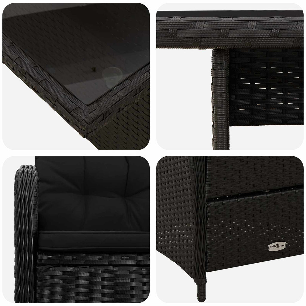 Outdoortisch-Set 5 pcs Schwarz Poly-Rattan