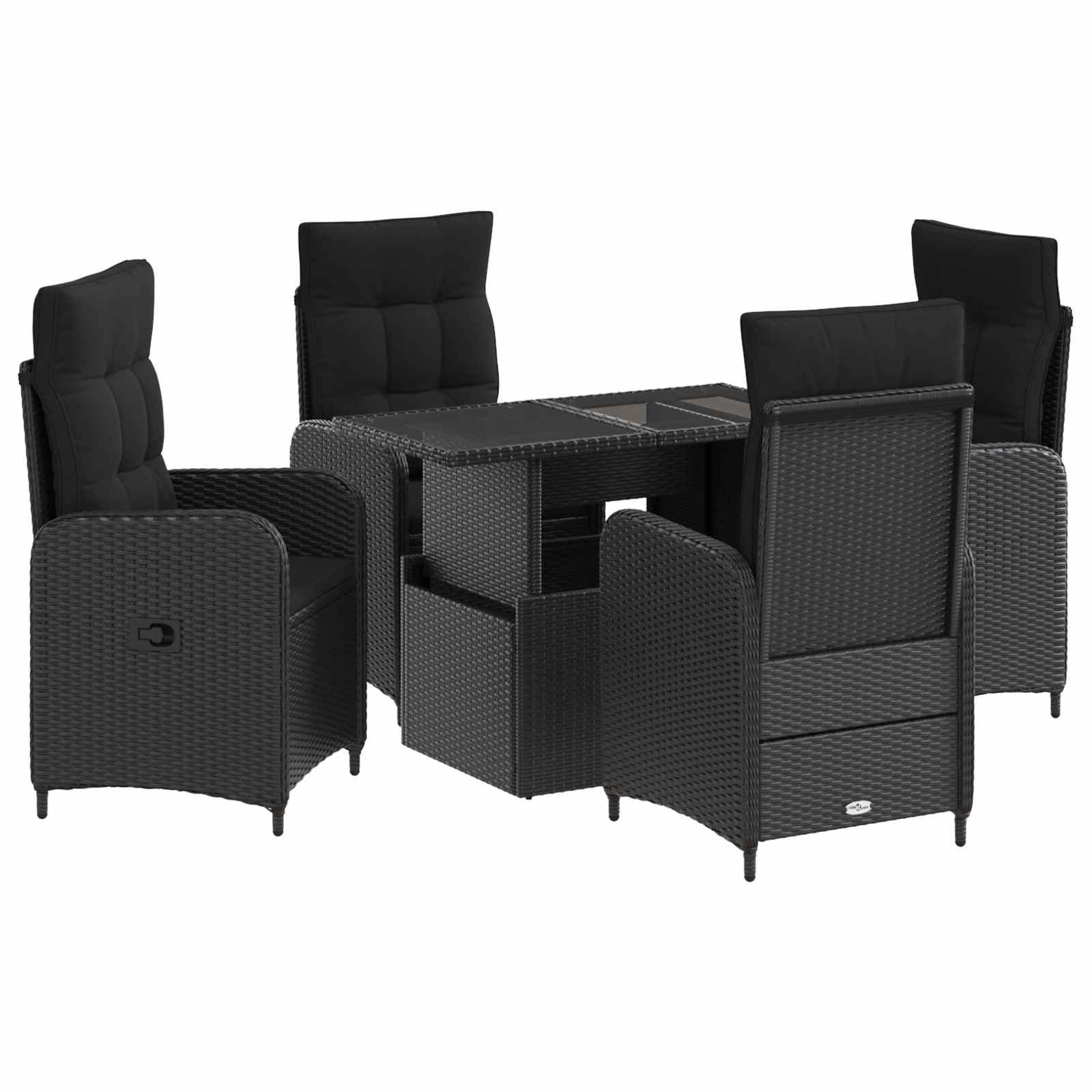 Outdoortisch-Set 5 pcs Schwarz Poly-Rattan