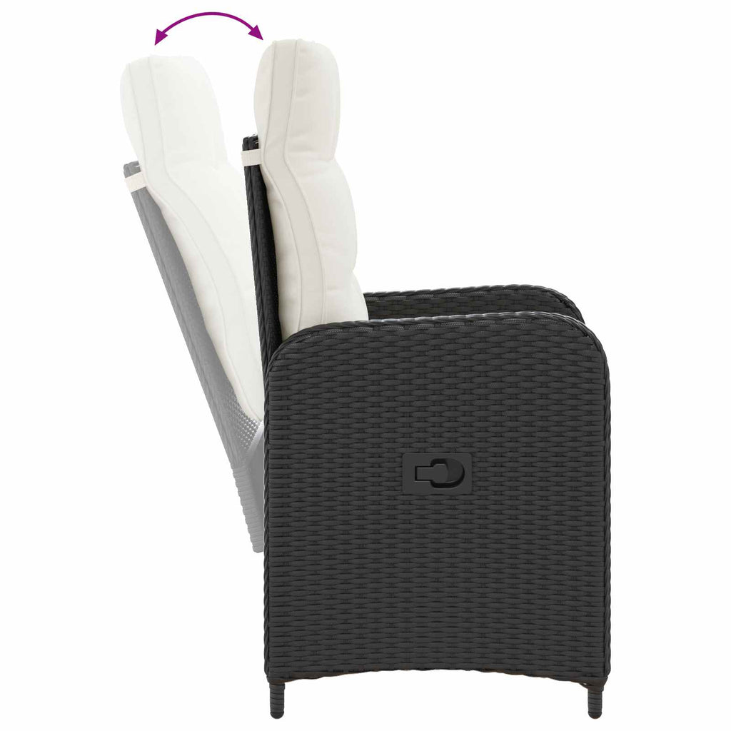 Outdoortisch-Set 3 pcs Schwarz und Cremeweiß Poly-Rattan