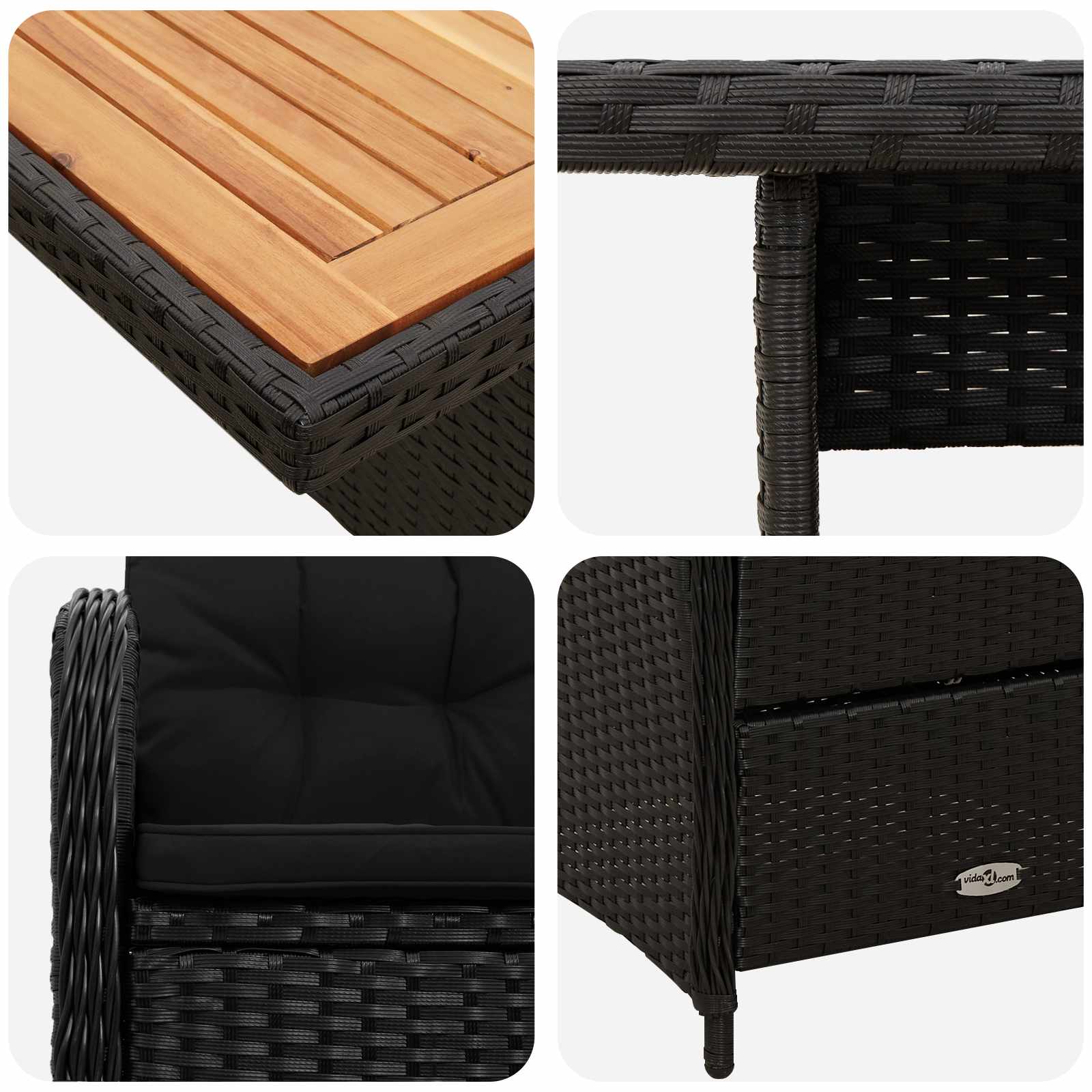 Outdoortisch-Set 3 pcs Schwarz