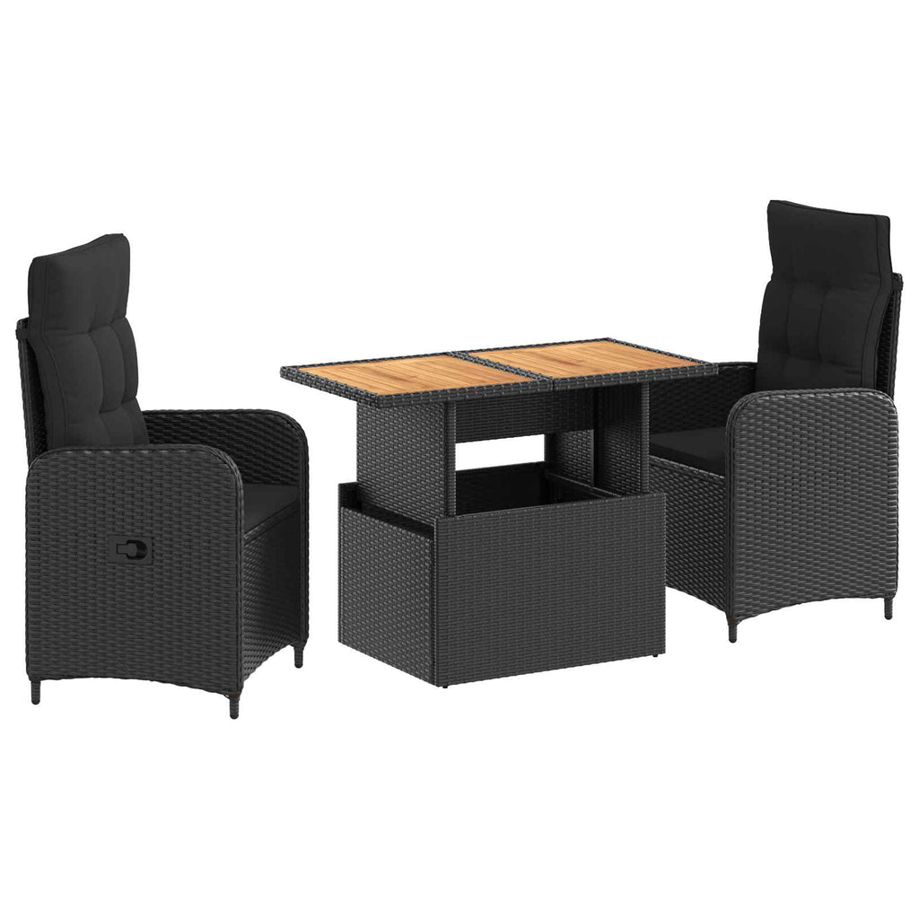 Outdoortisch-Set 3 pcs Schwarz