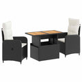 Outdoortisch-Set 3 pcs Schwarz und Cremeweiß