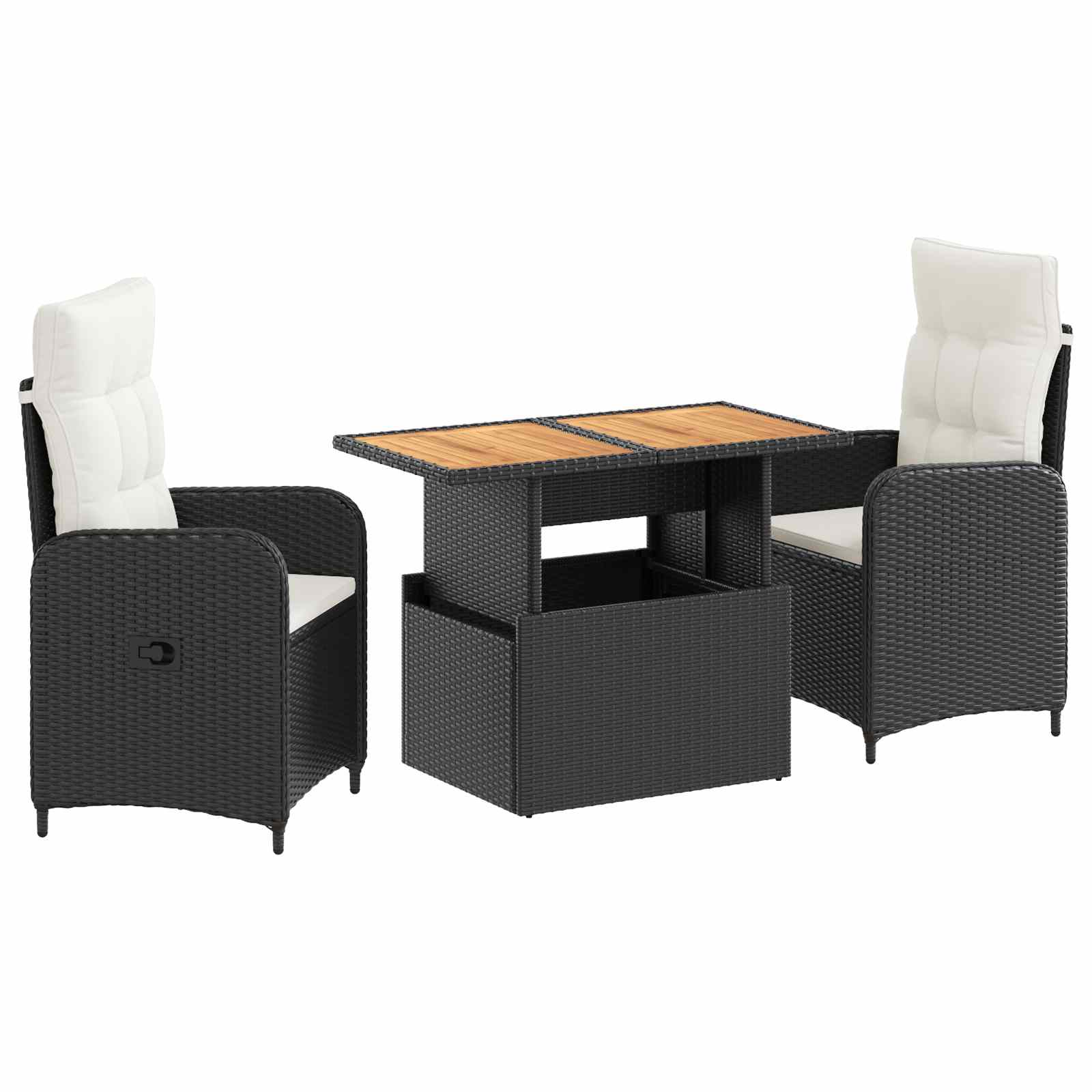 Outdoortisch-Set 3 pcs Schwarz und Cremeweiß