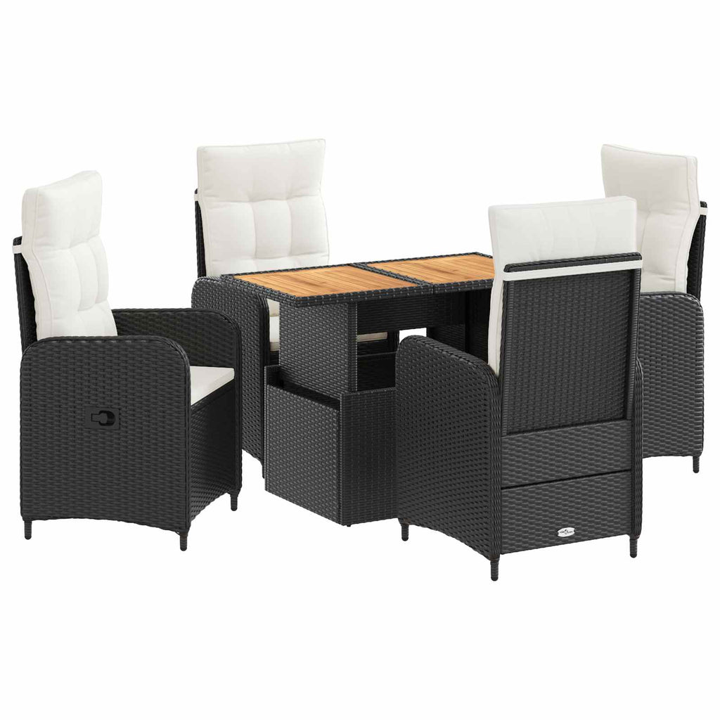 Outdoortisch-Set 5 pcs Schwarz und Cremeweiß