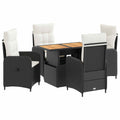 Outdoortisch-Set 5 pcs Schwarz und Cremeweiß