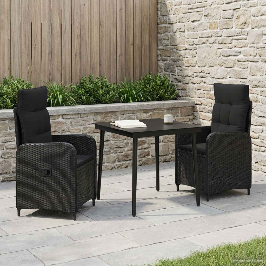 Sofa-Tischset mit Kissen mit Kissen 3 pcs Schwarz