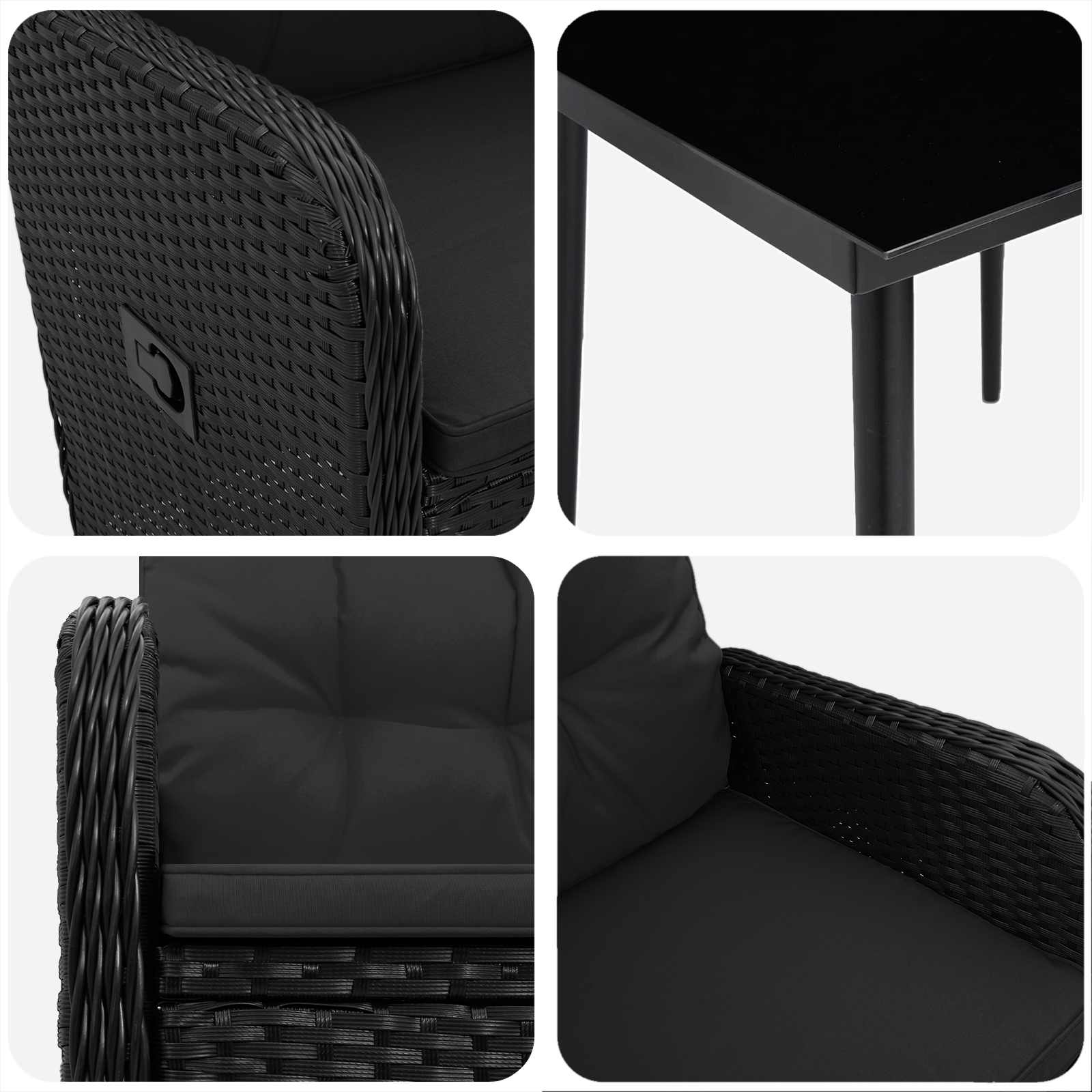 Sofa-Tischset mit Kissen mit Kissen 5 pcs Schwarz