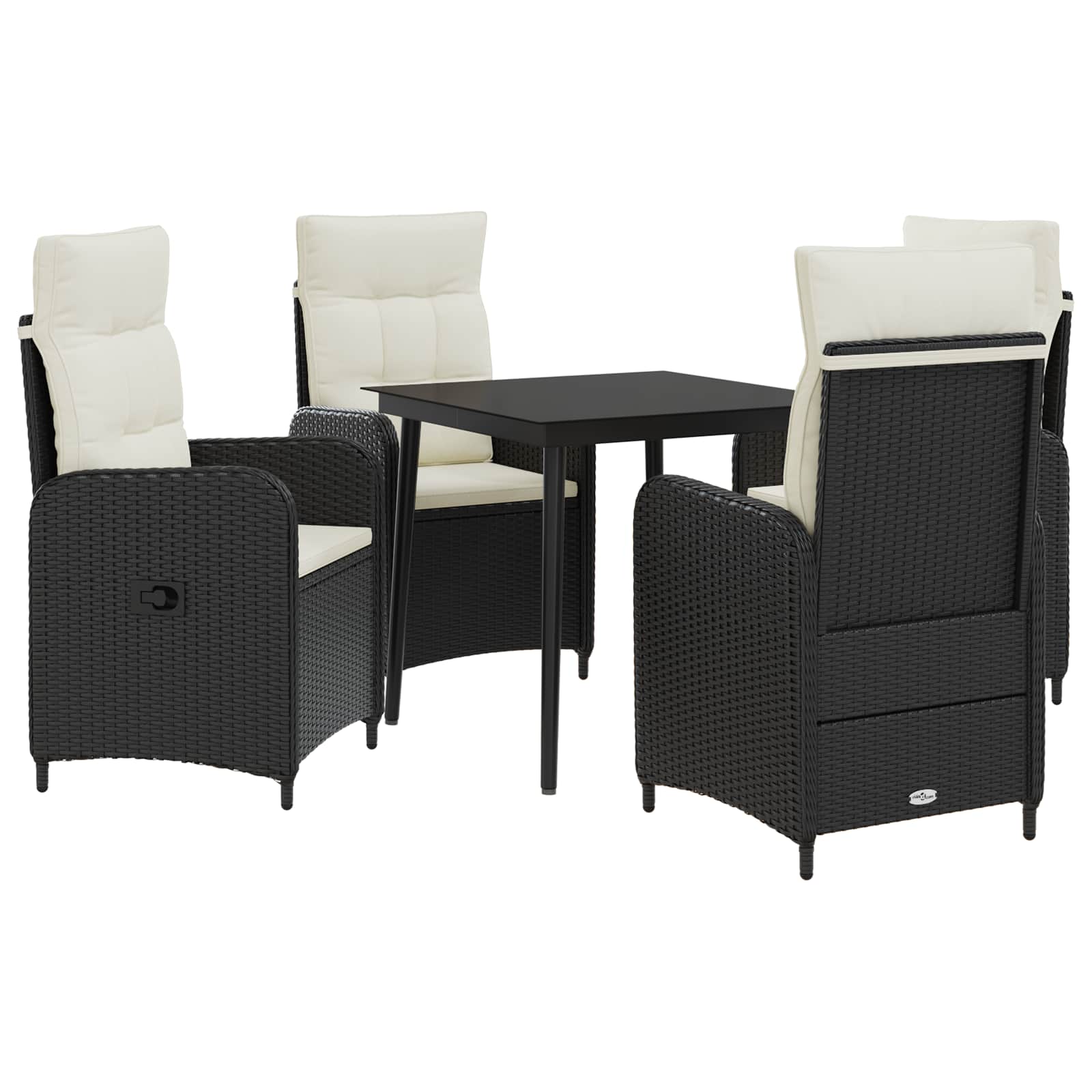 Sofa-Tischset mit Kissen mit Kissen 5 pcs Schwarz und Cremeweiß