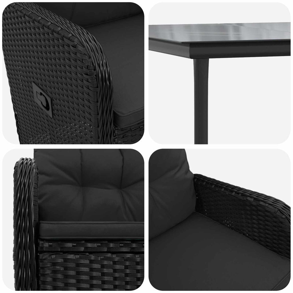 Sofa-Tischset 7 pcs PE Rattan und pulverbeschichteter Stahl