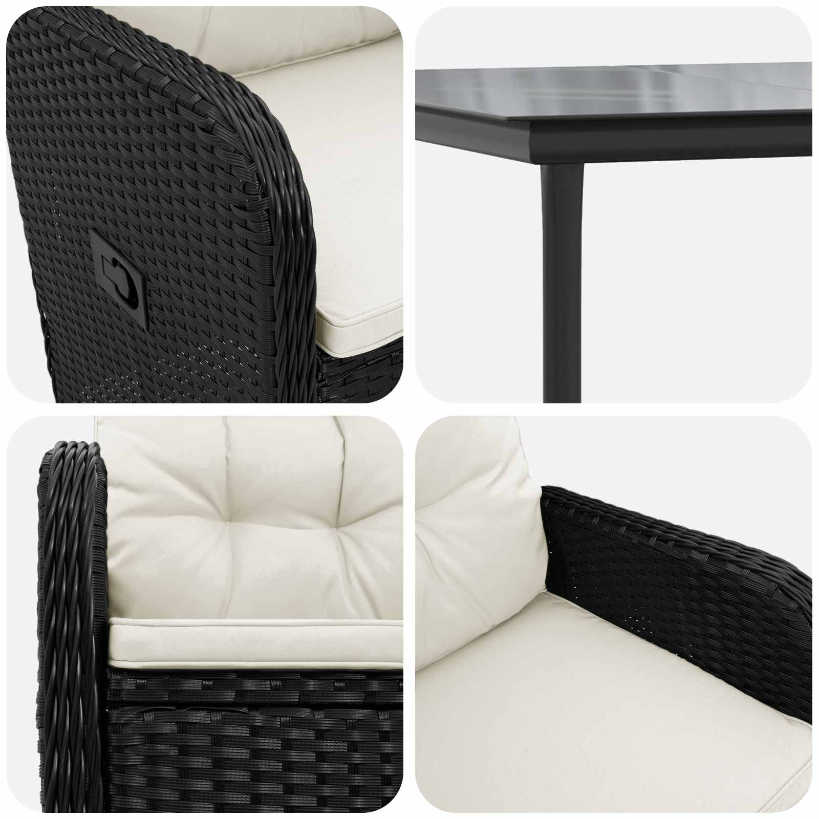 Sofa-Tischset 5 pcs PE Rattan und pulverbeschichteter Stahl