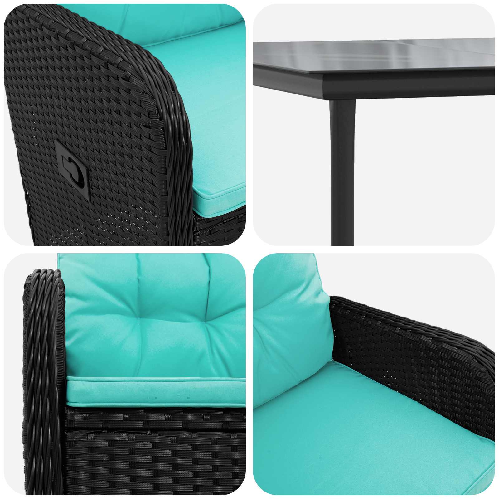 Sofa-Tischset 5 pcs PE Rattan und pulverbeschichteter Stahl