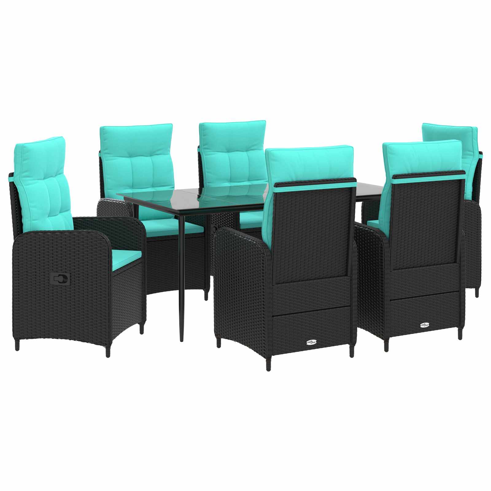 Sofa-Tischset 7 pcs PE Rattan und pulverbeschichteter Stahl
