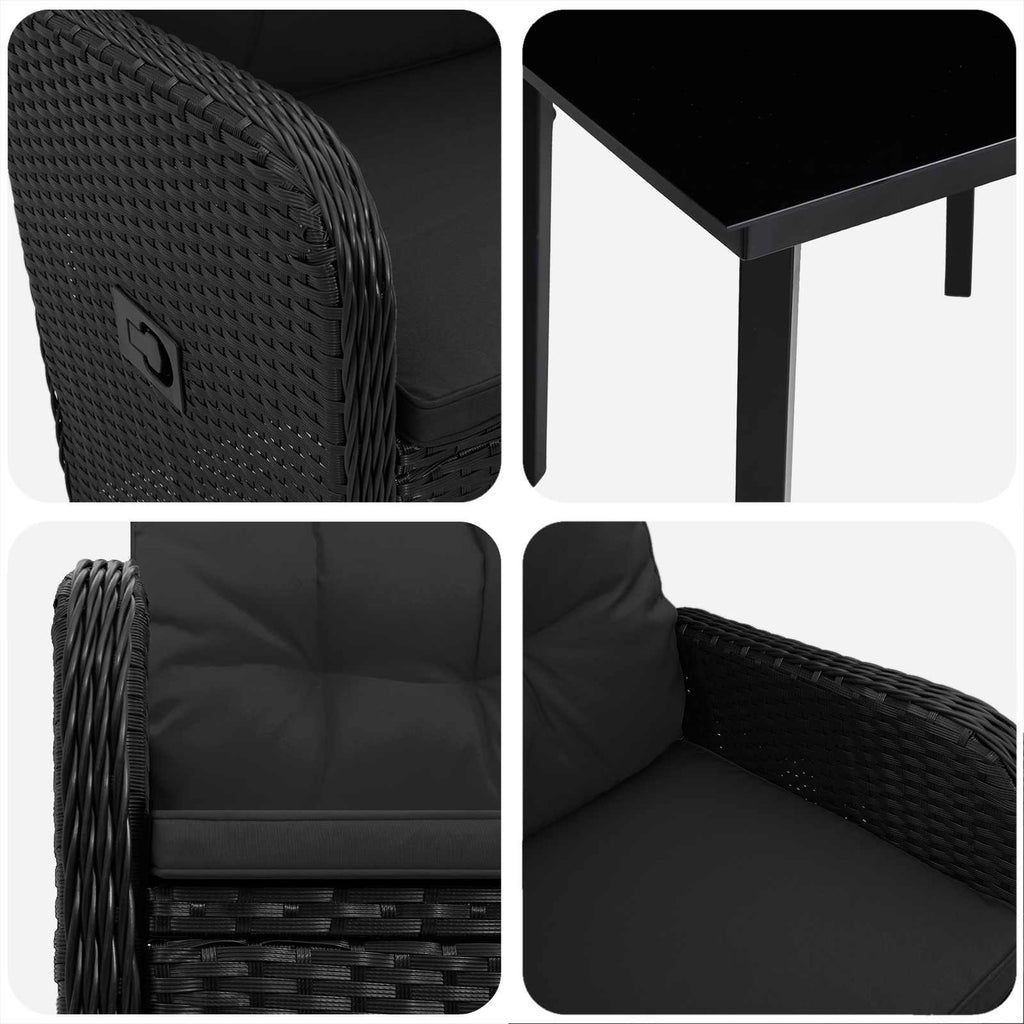 Sofa-Tischset mit Kissen mit Kissen 5 pcs Schwarz
